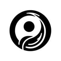 Yin Yang Symbol with Modern Leaf Design A black and white depicting a circle with a flowing leaf shape. vector