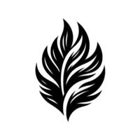 A symmetrical, bold, stylized black leaf design, featuring sharp, elongated segments with thin, white lines, creating a dynamic and modern composition against a bright, neutral backdrop. vector