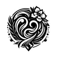 Intricate Monochrome Floral Mandala A detailed circular with a stylized flower and swirling patterns, evoking elegance and balance. vector