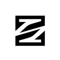 Abstract Geometric Composition Bold Black and White ZShaped Encased within a Square, on a Pure White Background. vector