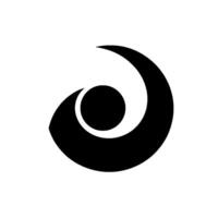 A minimalist monochrome featuring a stylized eyelike shape composed of curved black elements surrounding a central black circle on a white background. vector