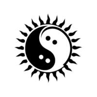 Yin Yang Symbol Sun A Stylized Black and White Representation of Cosmic Balance and Harmony in a Circular Design. vector