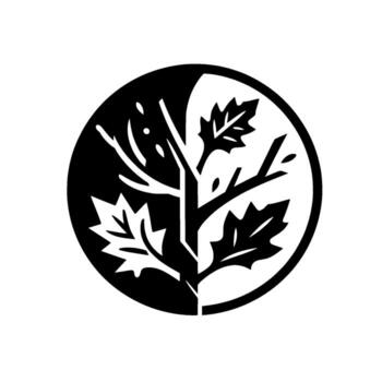 YinYang Symbol A Black and White, Abstract Tree Illustration within a Circle, Reflecting Natures Duality, Balance, and Harmony. vector