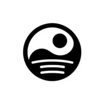 Simplified Black and White Yin Yang Symbol with Three Horizontal Lines Depicting Harmony and Balance on a Clean White Background. vector