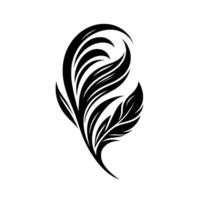 Elegant Black Feather on White Background A Detailed, Abstract Artwork with Curving Lines and a Sense of Grace. vector
