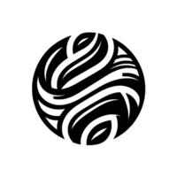 An abstract black and white design, a spherical form composed of flowing, curved lines and organic shapes, creating a sense of movement and harmony. vector