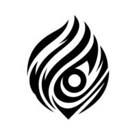Bold Black and White Tribal Eye on White, Symbolizing Awareness and Protection, Artistic Fusion of Forms vector