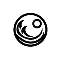 Minimalist Black White Circular Featuring Abstract Wave and SunMoon Elements vector