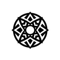 Intricate Black Mandala with Geometric Shapes Centered on a White Background, Emphasizing Balance and Symmetry. vector