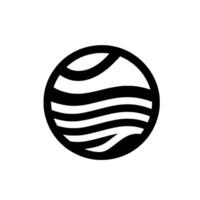 Abstract Black and White Circular Featuring Wavy Lines Resembling an Emblem or Icon, Set Against a Plain White Backdrop. vector
