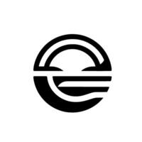 black and white featuring a semicircular arch intersected by horizontal lines and an inverted C shape against a clean white background. vector