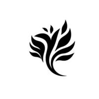 Abstract Monochrome Graphic A stylized botanical featuring flowing black leaf shapes against a clean white background, evoking elegance and simplicity. vector