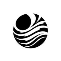 Abstract Black and White Orb A of Waves and Shadows. vector