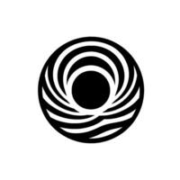 A symmetrical black and white circular design, featuring concentric, wavy, and solid lines forming a visually captivating optical illusion. vector