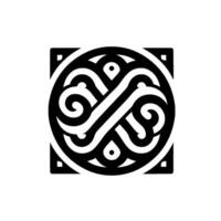 Intricate Black White Circular Ornament Inside a Square Frame, Celtic Knot Inspired, Geometric Pattern, Minimalist on White Background. vector