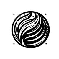 Abstract black and white circular featuring stylized wavy lines, a segmented edge, and minimalistic dot accents on a clean white background. vector