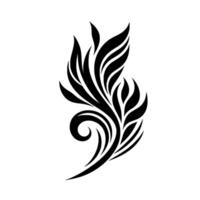 Elegant Black and White Ornamental Featuring Curvilinear, Leaflike Elements on a Plain White Background. vector