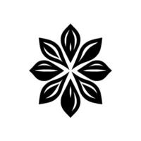 Symmetrical Monochrome Floral Featuring Layered Petals and a Simple, Modern Aesthetic on a White Background vector