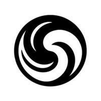 A minimalist, symmetrical featuring an intertwined black and white pattern within a circular frame, evoking a sense of balance and movement. vector