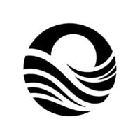 Abstract Yin Yangesque Monochrome Composition Depicting Ocean Waves Within a Circular Shape, Symbolizing Harmony and Balance. vector