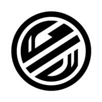 A minimalist, circular emblem featuring bold, geometric elements of lines and curves, creating a striking, modern, black and white within a clean, white background. vector