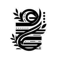 Elegant Black and White Abstract Featuring Curvilinear Lines, Geometric Shapes, and Foliage, Creating a Modern Decorative Composition. vector