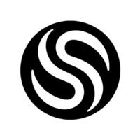 Abstract Black and White Logo A stylized S shape elegantly contained within a circle, showcasing minimalist design. vector