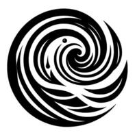 Stylized Black and White Swirling Bird with a Tear, Representing a Cosmic or Symbolic Entity in a Vortex. vector
