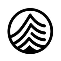 Geometric Black and White Featuring a Symbolic Mountain Motif Enclosed Within a Circle, Evoking a Sense of Strength and Minimalism. vector