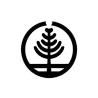 Minimalist Black and White Logo A stylized tree within a circle with an intentional break at the top, conveying natural harmony and balance. vector