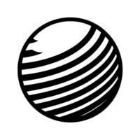 Black and White Abstract Sphere with Curved Horizontal Lines, Symbolizing Movement and Form on White Background. vector