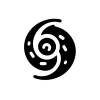 Stylized black spiral illustration with dotted circular design, simple minimalist on white background. vector