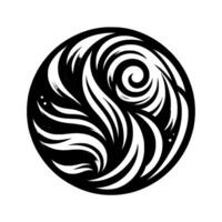 Abstract Black and White Circular Featuring Swirling Lines and a Central Spiral, Evoking Movement and Energy. vector