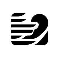 Abstract Black and White Geometric Design Combining Curved and Straight Lines Within a Rounded Square for a Modern Aesthetic. vector