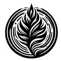 Bold Black and White Abstract Leaf within a Circular Pattern, Evoking a Sense of Nature, Simplicity, and Modernism. vector