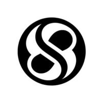 Bold, Minimalist Design A Circular Featuring a Stylized, Intertwined Inside a Solid Black Circle, on a White Background. vector
