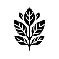 Stylized Black and White Leafy Branch Illustration, a Minimalist Botanical with Contrasting Foliage on a White Background. vector
