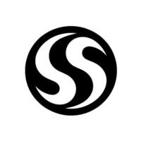 A bold, monochromatic featuring a stylized S shape intricately composed within a contrasting black circular frame, emphasizing fluidity and modern minimalism. vector
