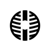 A minimalist black and white featuring a geometric shape, resembling a stylized shield or emblem, with a central vertical bar and horizontal lines. vector