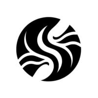 A minimalist black and white featuring stylized abstract birdswoosh shapes arranged within a circle, symbolizing movement and elegance. vector