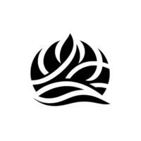 Abstract Black and White Design Intertwined Lines and Shapes Within a Sphere Creating a Modern, Minimalist vector