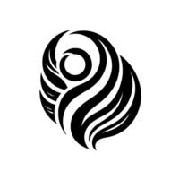 Abstract Black White Elliptical with Organic Lines and a Central Circle, Evoking Fluidity and Balance. vector