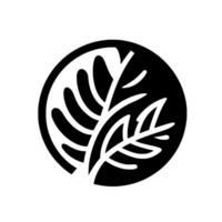 Abstract Monochrome Logo A stylized white leaf within a black circle against a clean white background, evoking nature and minimalism. vector