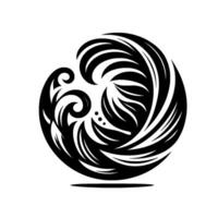 Intricate Black and White Circular Wave Design Spiraling Forms, Ornate Curves, and Artistic Flow on a White Canvas. vector