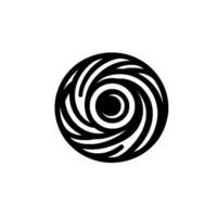 Abstract black and white of a circular vortex or swirling pattern, centered on a plain white background, suggesting energy. vector