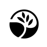 Minimalist Black and White Tree Within a Circle Modern, Clean, and Symbolic of Growth Nature. vector