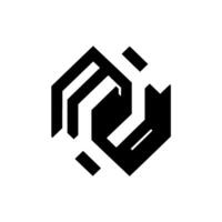 Geometric Abstract Composition Interlocking Black and White Shapes in a Symmetrical Design, Creating a Modern, or Icon. vector