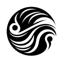 Intricate Yin Yang Abstract with Flowing Lines, Arcs, and Circles. A Minimalist Black and White Illustration Emphasizing Harmony and Balance. vector