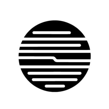 ilustración de un estilizado negro circulo con horizontal, imperfecto paralelo líneas, evocando conceptos de estructura y diseño. vector