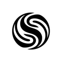 Abstract Black and White Swirling within a Sphere. resembling interlocking S shapes, smooth curves, and contrasting forms vector